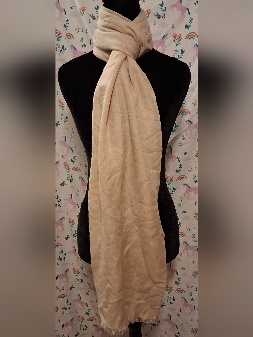 NWOT Quince Featherweight Beige Cashmere & Silk Neutral Blanket Scarf Wrap